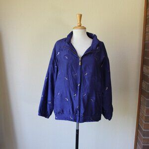 Abvien Vintage Y2K Purple & Gold Silk Tracksuit Jacket Warm up XL